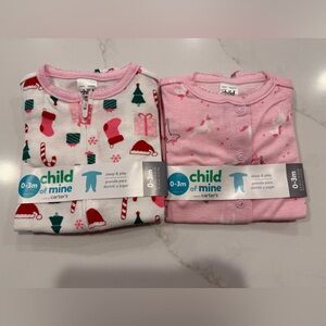 NEW 2 baby girl Christmas pajama set for 0-3 months #babychristmas
